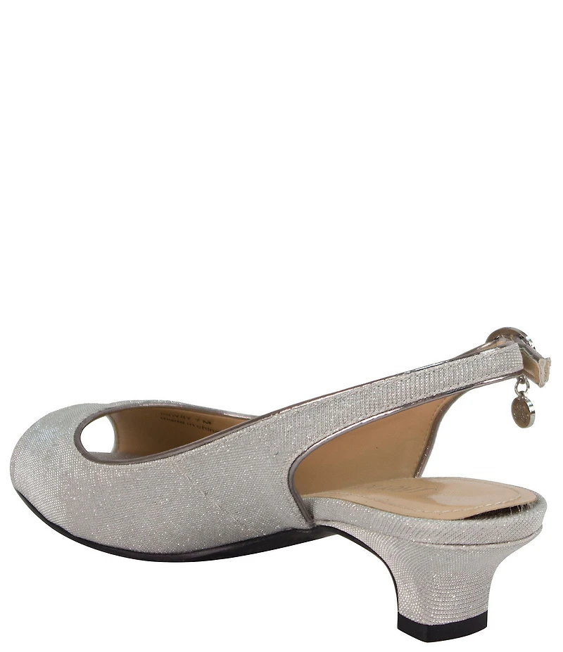J. Renee Jenvey Glitter Slingback Peep Toe Block Heel Dress Pumps