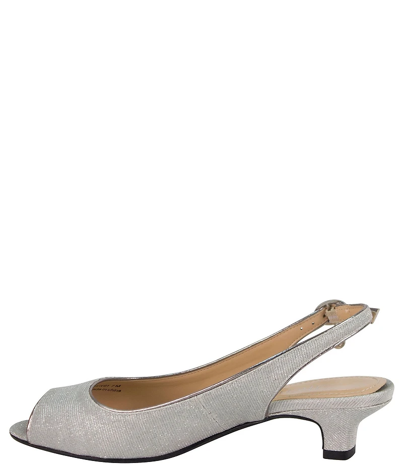 J. Renee Jenvey Glitter Slingback Peep Toe Block Heel Dress Pumps