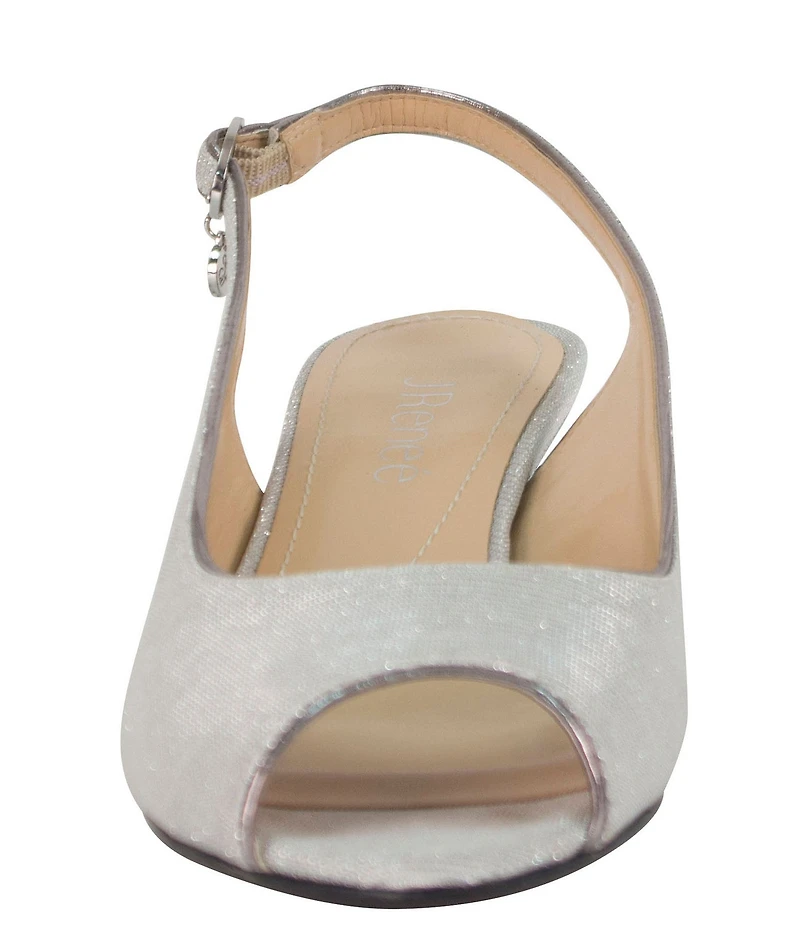 J. Renee Jenvey Glitter Slingback Peep Toe Block Heel Dress Pumps