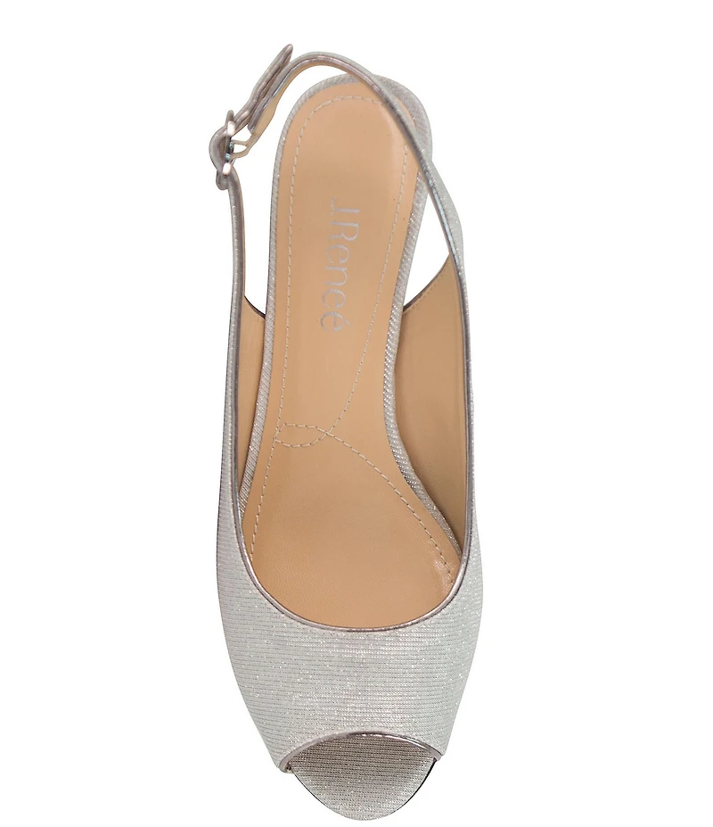 J. Renee Jenvey Glitter Slingback Peep Toe Block Heel Dress Pumps