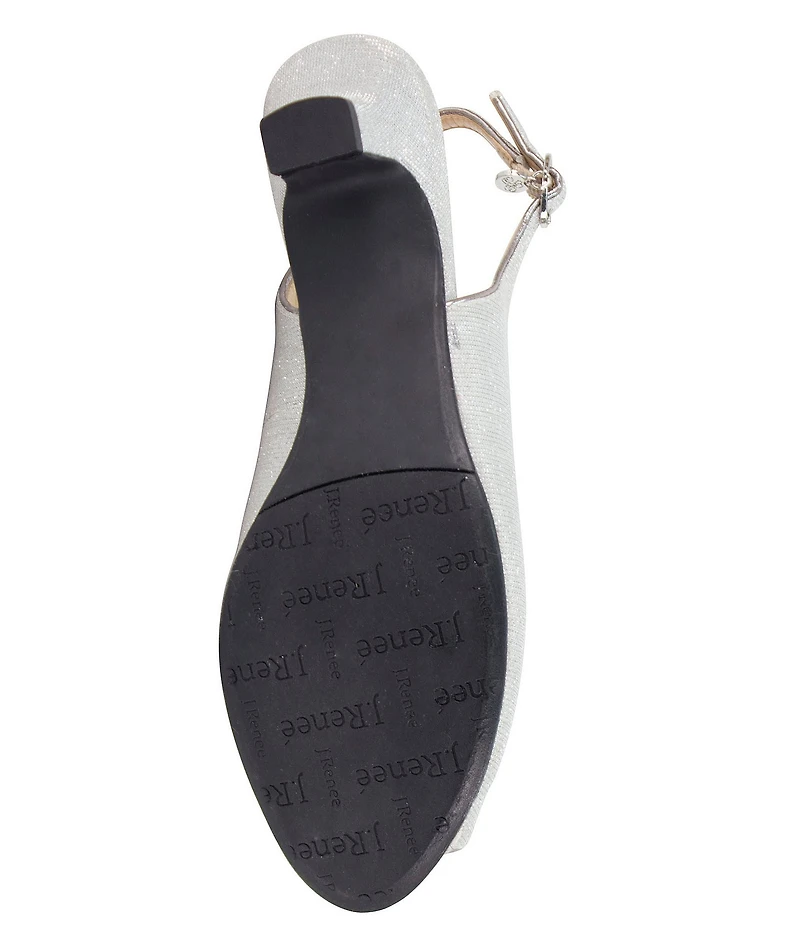 J. Renee Jenvey Glitter Slingback Peep Toe Block Heel Dress Pumps