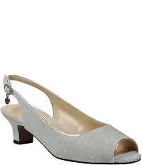 J. Renee Jenvey Glitter Slingback Peep Toe Block Heel Dress Pumps