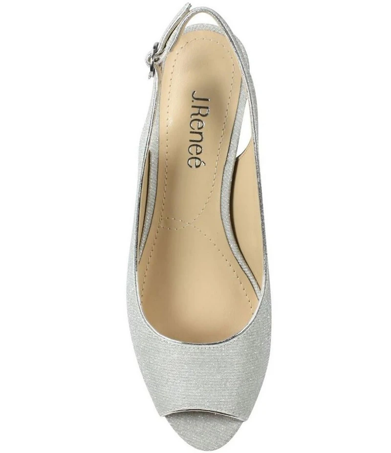 J. Renee Jenvey Glitter Slingback Peep Toe Block Heel Dress Pumps