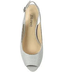J. Renee Jenvey Glitter Slingback Peep Toe Block Heel Dress Pumps