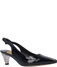 J. Renee Jeyora Crinkle Patent Pointed Toe Slingback Pumps
