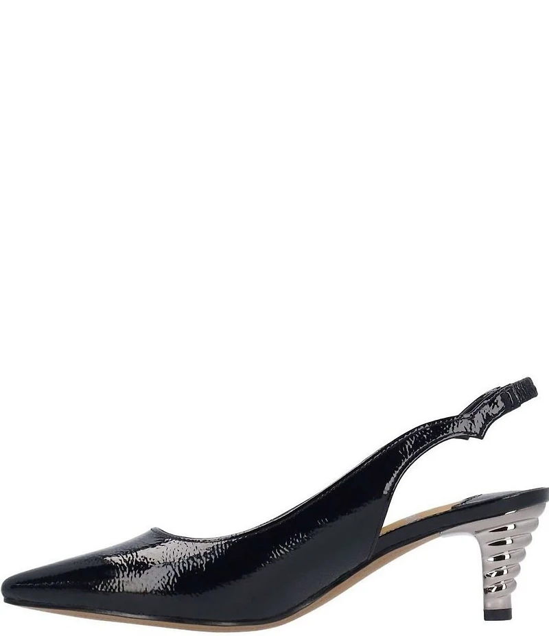 J. Renee Jeyora Crinkle Patent Pointed Toe Slingback Pumps