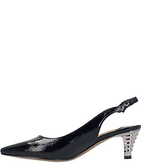 J. Renee Jeyora Crinkle Patent Pointed Toe Slingback Pumps