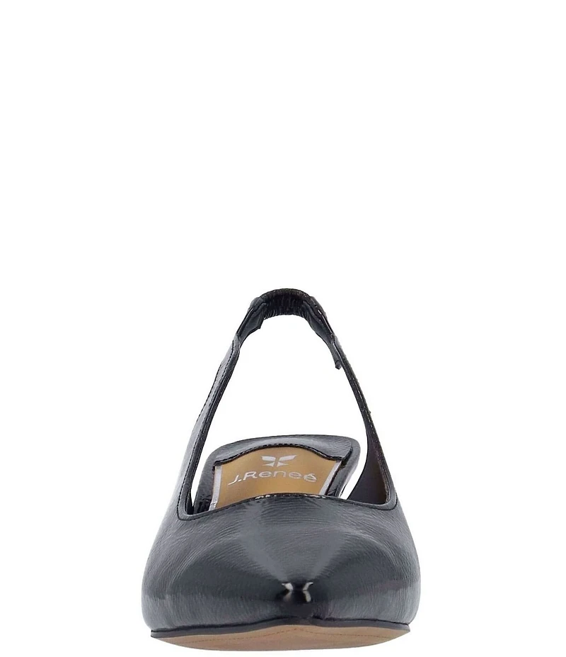 J. Renee Jeyora Crinkle Patent Pointed Toe Slingback Pumps