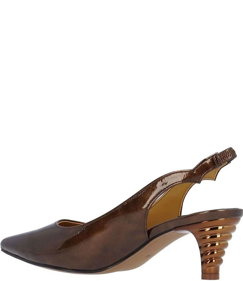 J. Renee Jeyora Crinkle Patent Pointed Toe Slingback Pumps