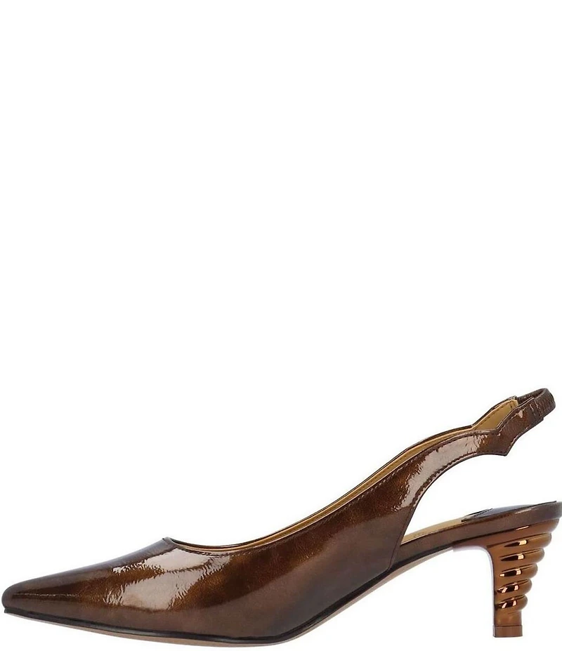 J. Renee Jeyora Crinkle Patent Pointed Toe Slingback Pumps