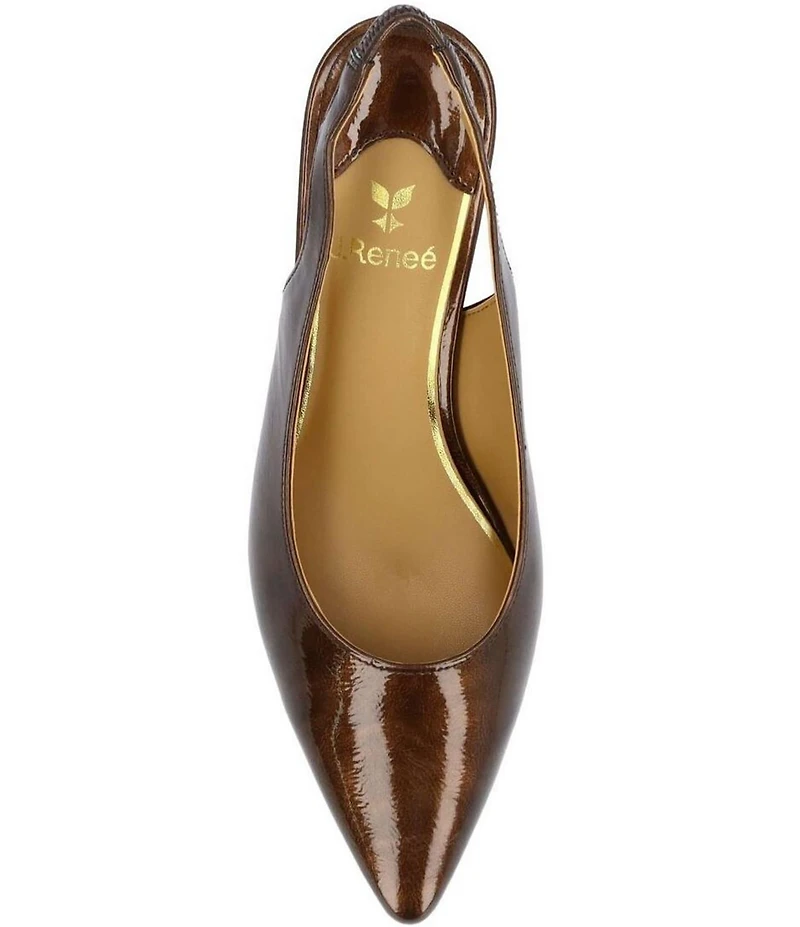 J. Renee Jeyora Crinkle Patent Pointed Toe Slingback Pumps