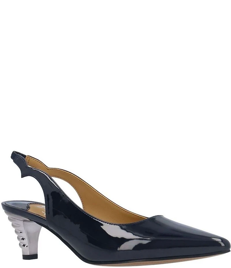 J. Renee Jeyora Patent Pointed Toe Slingback Pumps