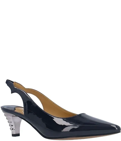 J. Renee Jeyora Patent Pointed Toe Slingback Pumps