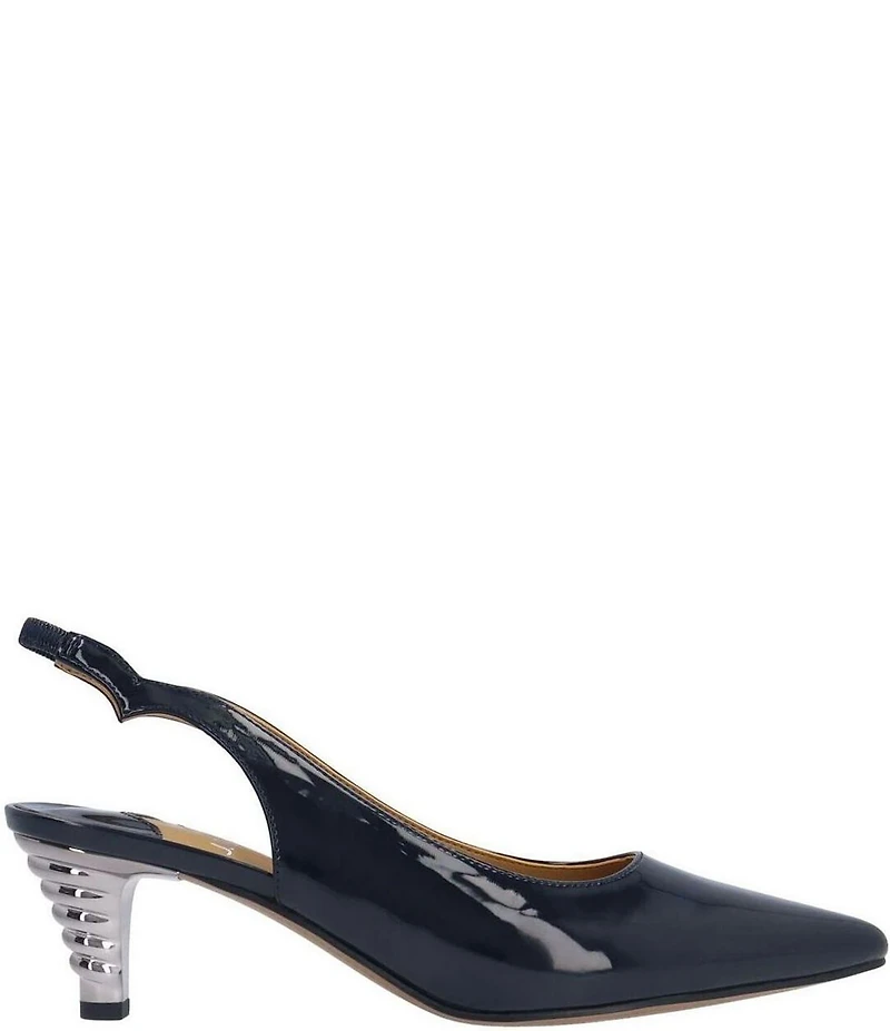 J. Renee Jeyora Patent Pointed Toe Slingback Pumps