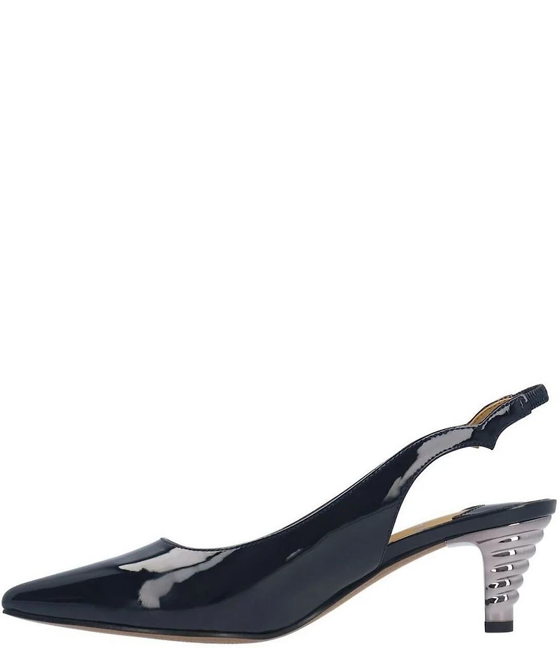 J. Renee Jeyora Patent Pointed Toe Slingback Pumps