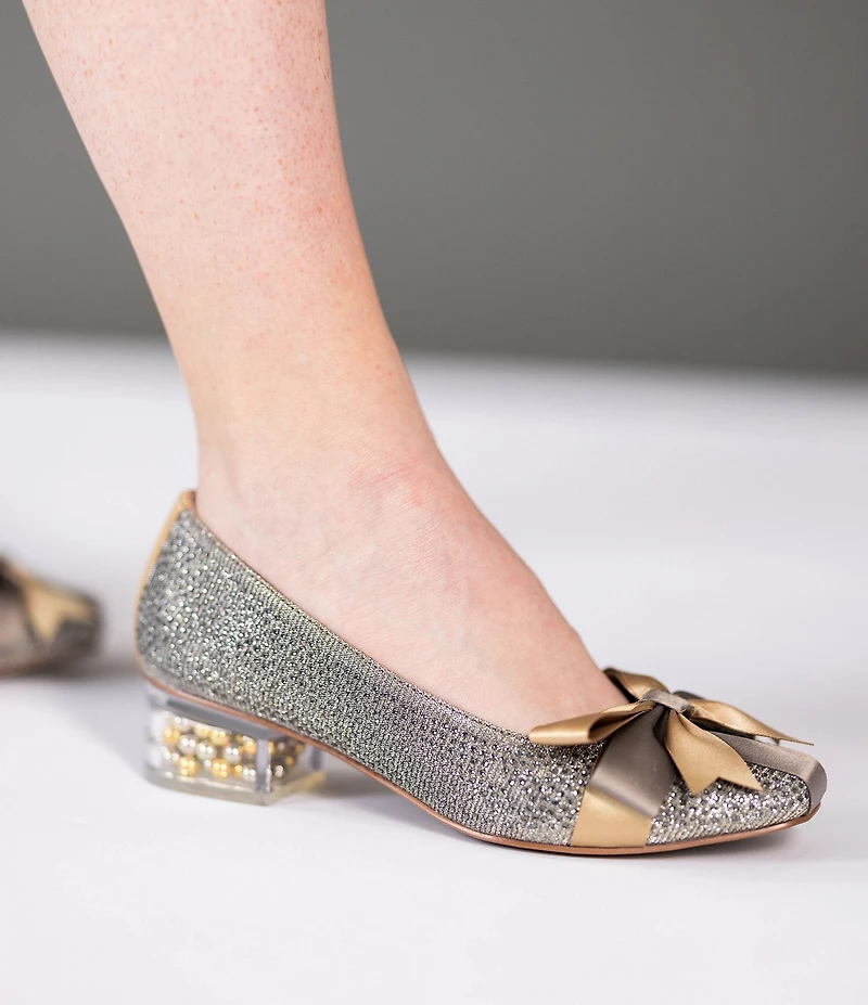 J. Renee Jollee Glitter Fabric Holiday Bow Pumps