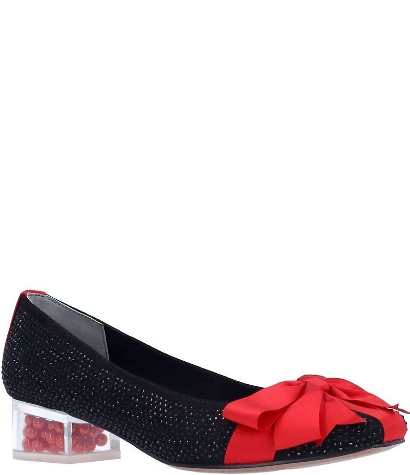 J. Renee Jollee Rhinestone Embellished Bow Detail Holiday Pumps