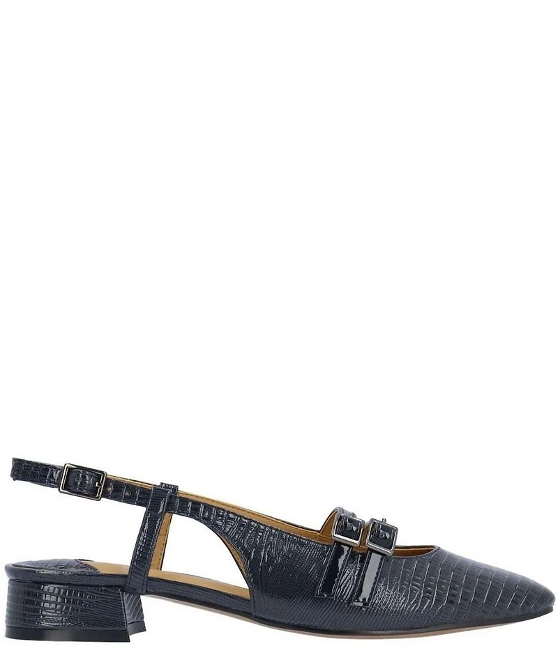 J. Renee Jovana Lizard Embossed Slingback Buckled Mary Jane Pumps