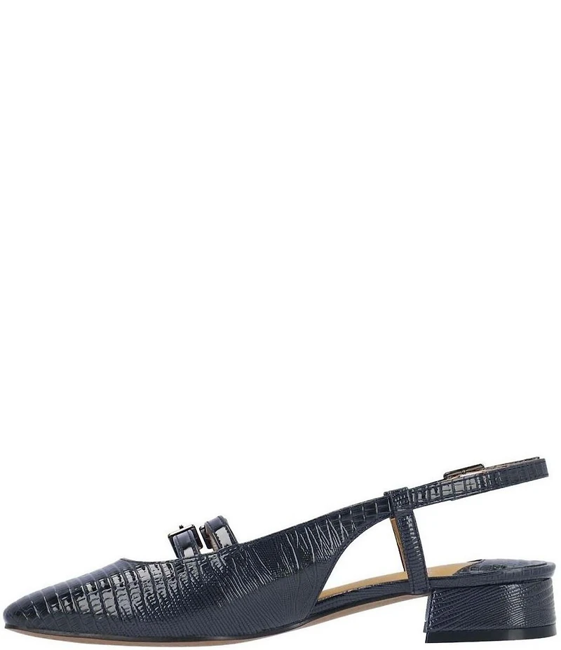J. Renee Jovana Lizard Embossed Slingback Buckled Mary Jane Pumps