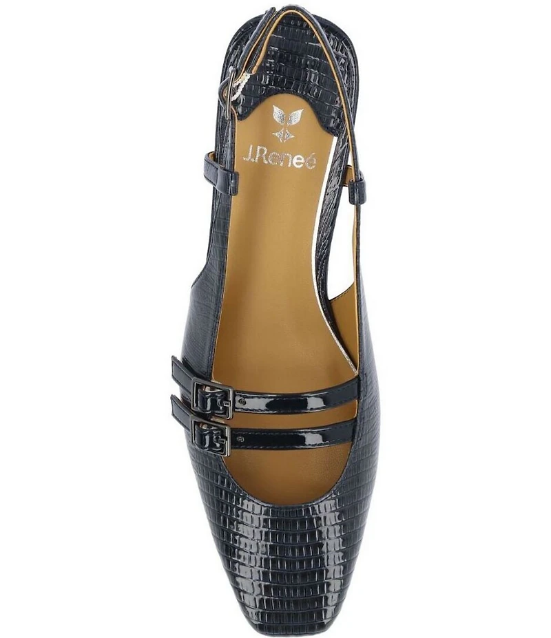 J. Renee Jovana Lizard Embossed Slingback Buckled Mary Jane Pumps