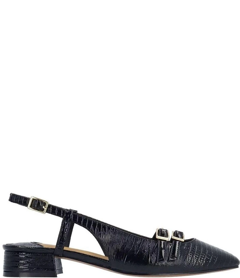 J. Renee Jovana Lizard Embossed Slingback Buckled Mary Jane Pumps
