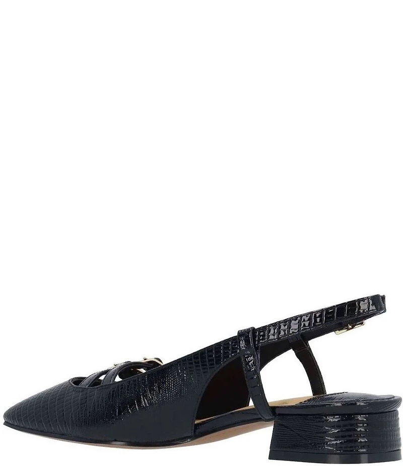 J. Renee Jovana Lizard Embossed Slingback Buckled Mary Jane Pumps