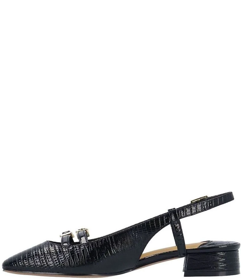 J. Renee Jovana Lizard Embossed Slingback Buckled Mary Jane Pumps