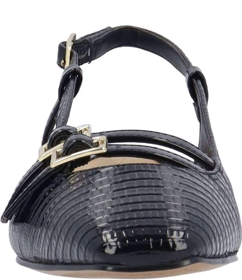 J. Renee Jovana Lizard Embossed Slingback Buckled Mary Jane Pumps