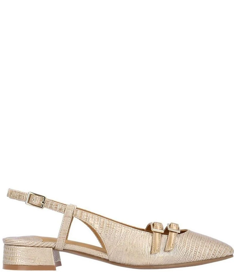 J. Renee Jovana Lizard Embossed Slingback Buckled Mary Jane Pumps
