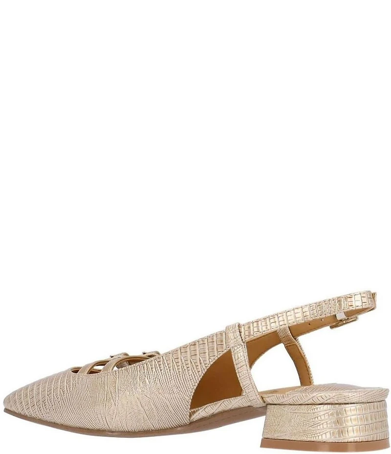 J. Renee Jovana Lizard Embossed Slingback Buckled Mary Jane Pumps