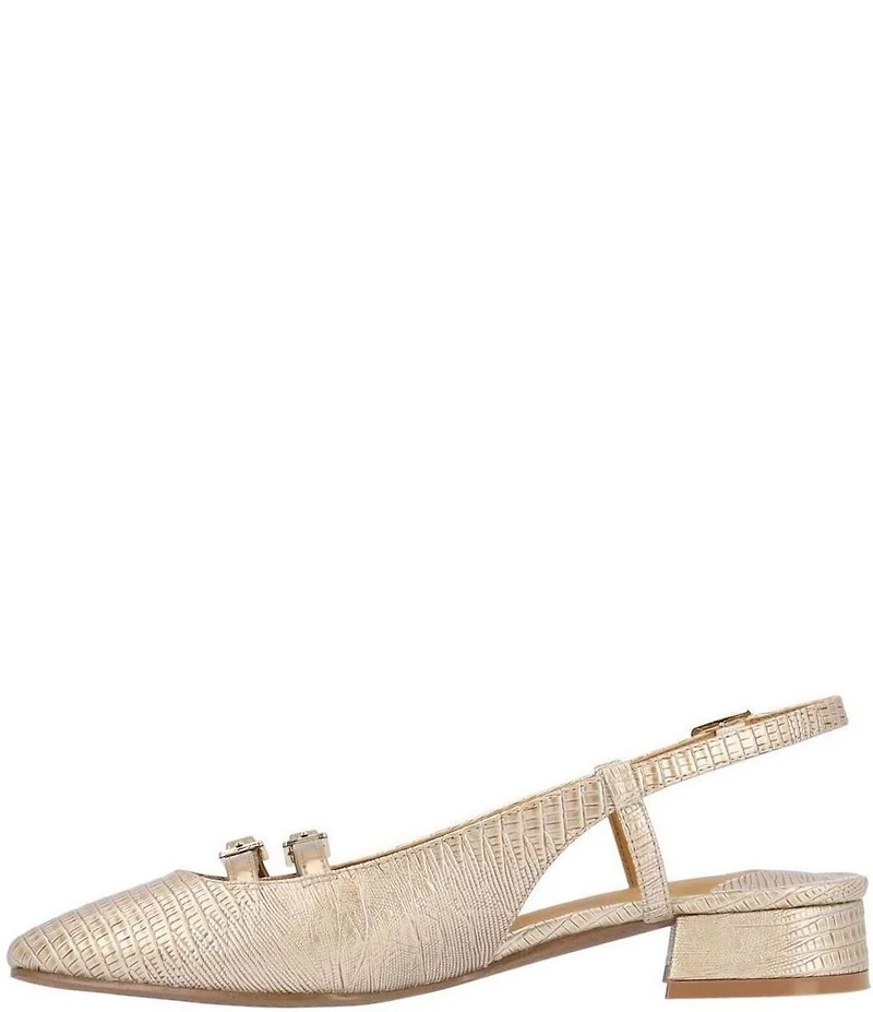 J. Renee Jovana Lizard Embossed Slingback Buckled Mary Jane Pumps