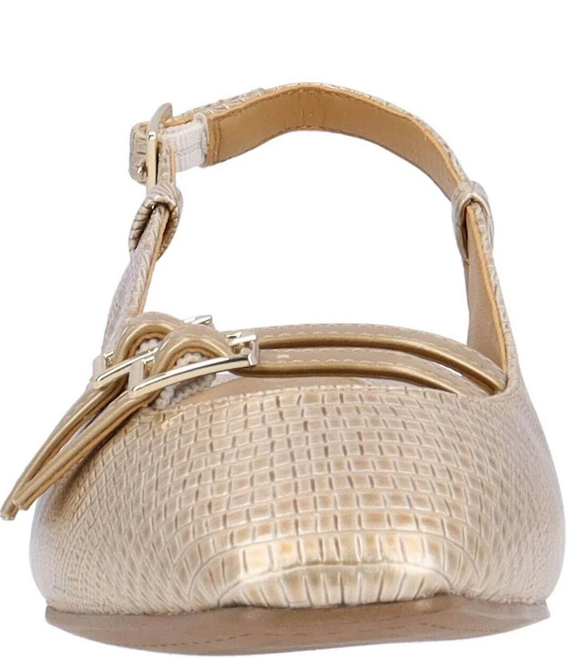 J. Renee Jovana Lizard Embossed Slingback Buckled Mary Jane Pumps
