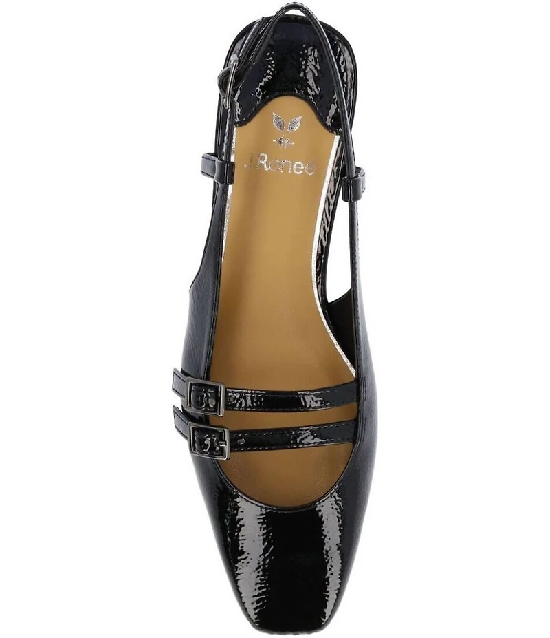 J. Renee Jovana Patent Slingback Buckled Mary Jane Pumps