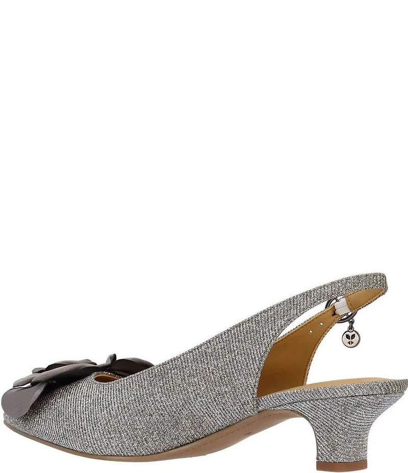 J. Renee Jozey Glitter Fabric Flower Ornament Slingback Kitten Heel Dress Pumps