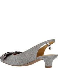 J. Renee Jozey Glitter Fabric Flower Ornament Slingback Kitten Heel Dress Pumps