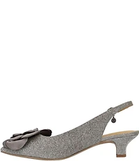 J. Renee Jozey Glitter Fabric Flower Ornament Slingback Kitten Heel Dress Pumps