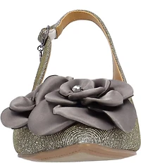 J. Renee Jozey Glitter Fabric Flower Ornament Slingback Kitten Heel Dress Pumps