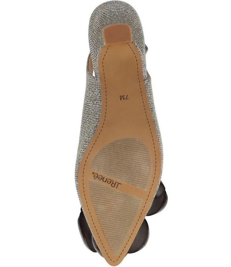 J. Renee Jozey Glitter Fabric Flower Ornament Slingback Kitten Heel Dress Pumps