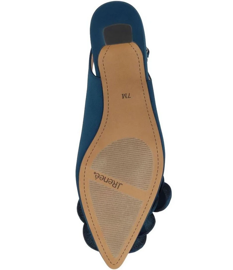 J. Renee Jozey Satin Flower Ornament Kitten Heel Sling Pumps