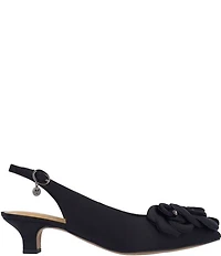 J. Renee Jozey Satin Flower Ornament Kitten Heel Sling Pumps