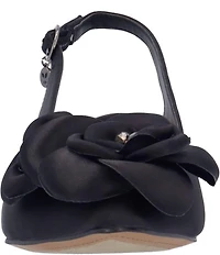 J. Renee Jozey Satin Flower Ornament Kitten Heel Sling Pumps