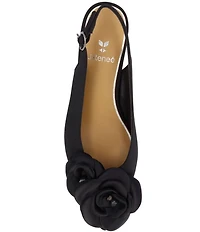 J. Renee Jozey Satin Flower Ornament Kitten Heel Sling Pumps