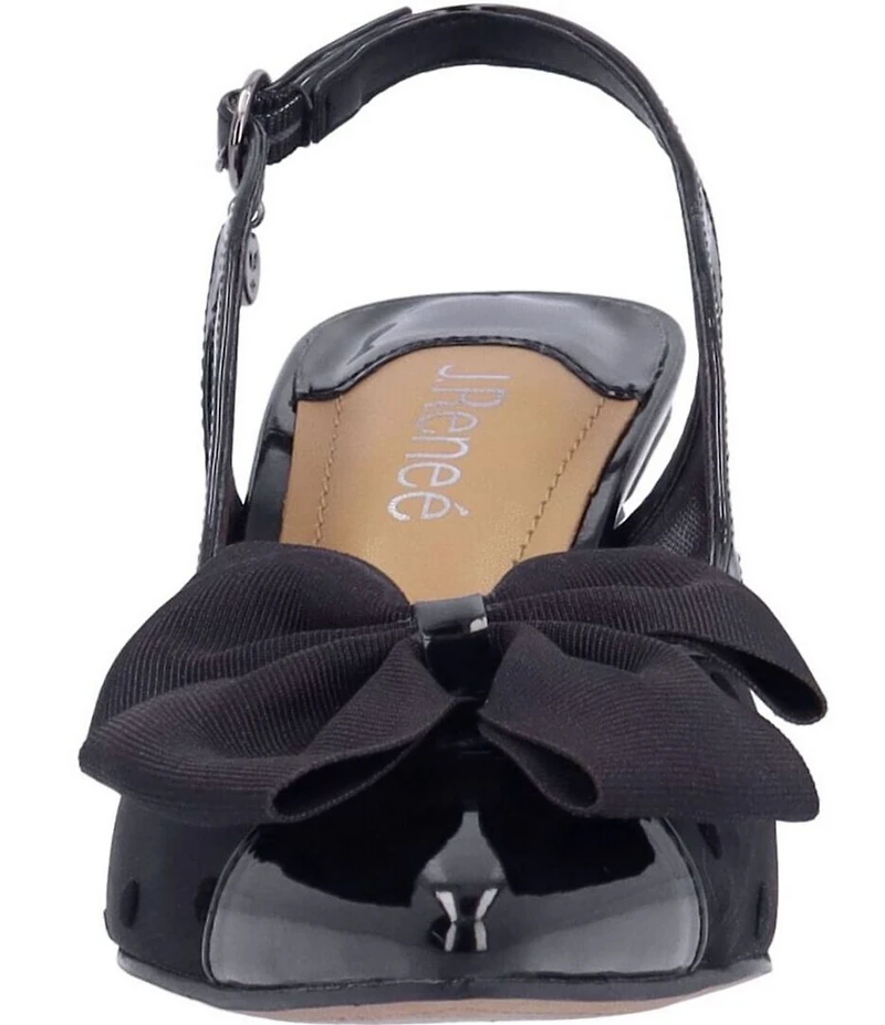 J. Renee Kadence Polka Dot Patent Cap Toe Grosgrain Bow Slingback Pumps