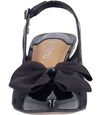 J. Renee Kadence Polka Dot Patent Cap Toe Grosgrain Bow Slingback Pumps