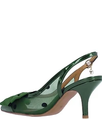 J. Renee Kadence Polka Dot Patent Cap Toe Grosgrain Bow Slingback Pumps