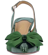 J. Renee Kadence Polka Dot Patent Cap Toe Grosgrain Bow Slingback Pumps