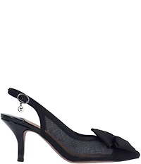 J. Renee Kadence Satin and Mesh Grosgrain Bow Slingback Pumps
