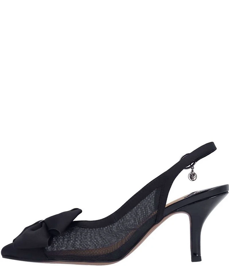 J. Renee Kadence Satin and Mesh Grosgrain Bow Slingback Pumps