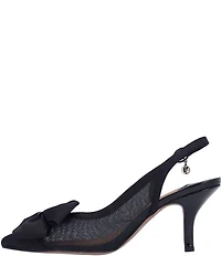 J. Renee Kadence Satin and Mesh Grosgrain Bow Slingback Pumps