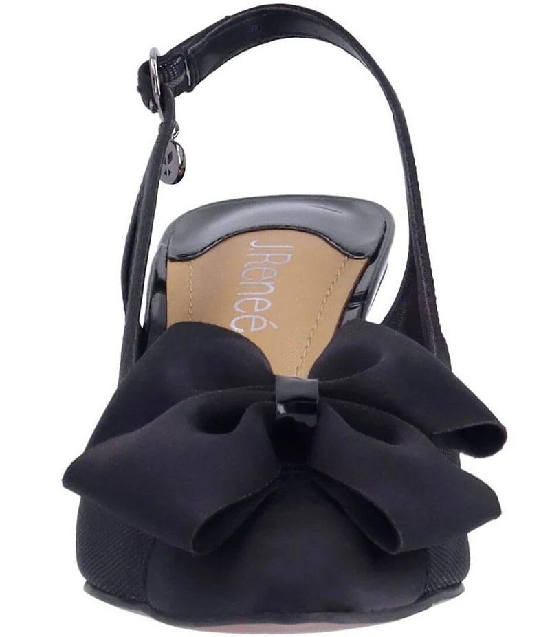 J. Renee Kadence Satin and Mesh Grosgrain Bow Slingback Pumps
